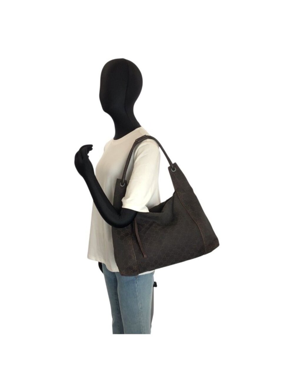 Gucci Brown GG Canvas Leather Shoulder Bag - Picture 5 of 9